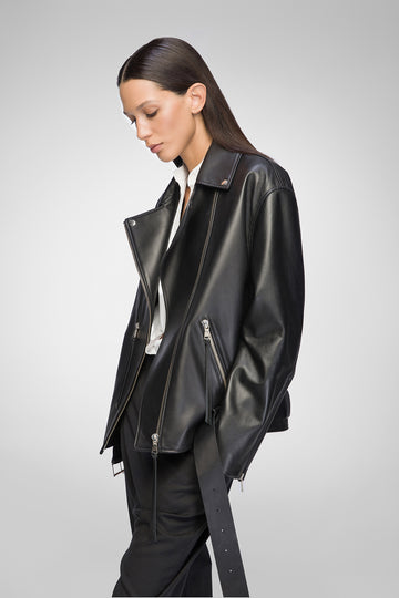 V S P - Gisele - Black Leather Jacket
