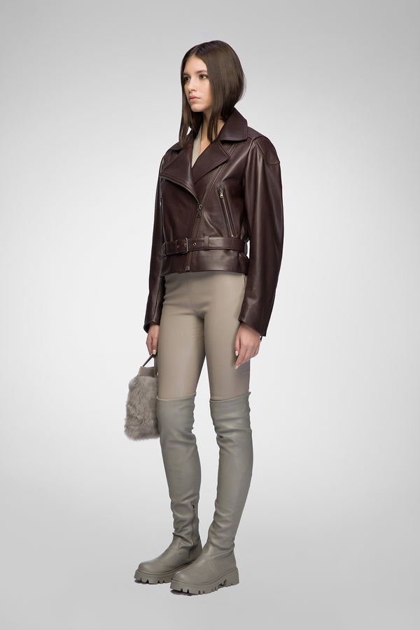 Carla - Bordeaux Leather Jacket