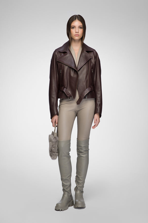 Carla - Bordeaux Leather Jacket