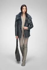 Paige - Dark Indigo Shearling Jacket