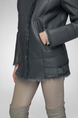 Paige - Dark Indigo Shearling Jacket