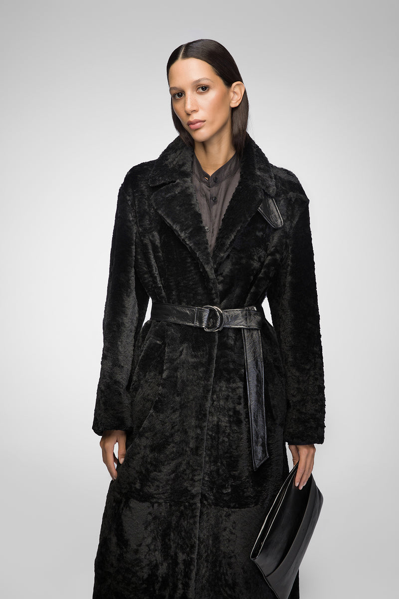 Gabrielle - Black Shearling Coat