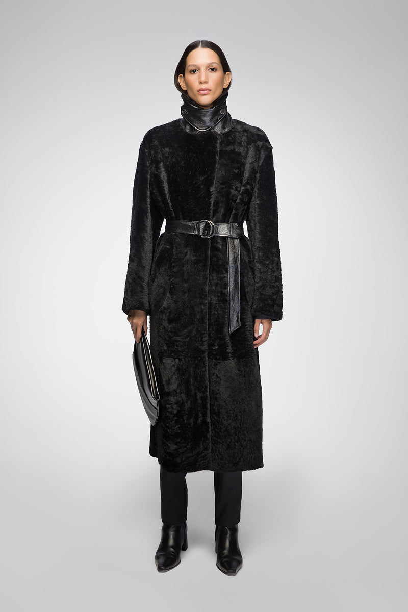 Gabrielle - Black Shearling Coat