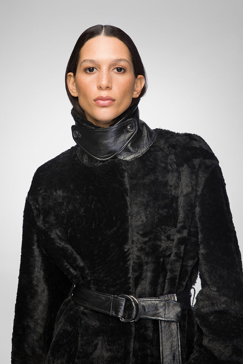 Gabrielle - Black Shearling Coat