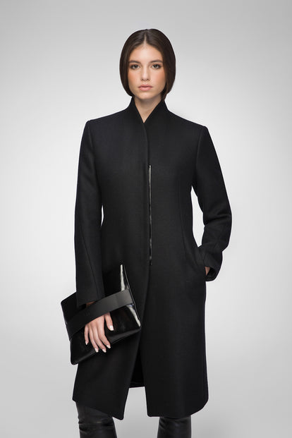 参考上代101200円 ethosens wool ringzip coat V S P - Rosen - Black Wool Coat