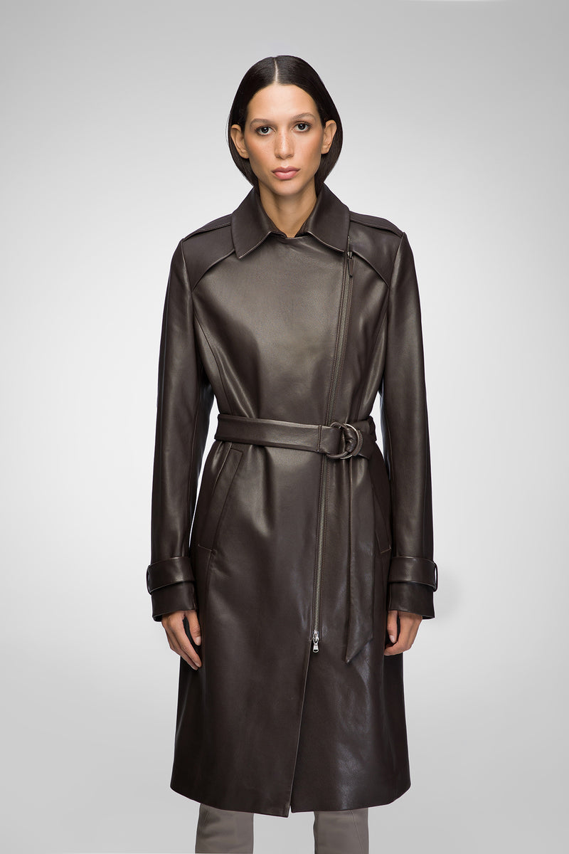 Catalina - Brown Leather Coat