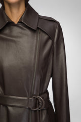 Catalina - Brown Leather Coat