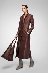 Laurence - Cherry Leather Coat