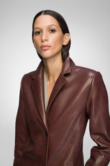 Laurence - Cherry Leather Coat