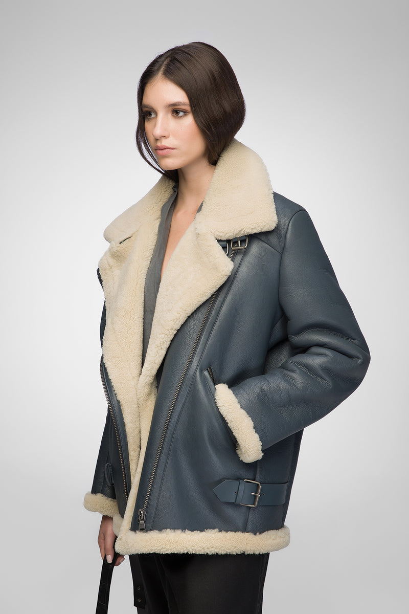 Vincente - Indigo Shearling Coat