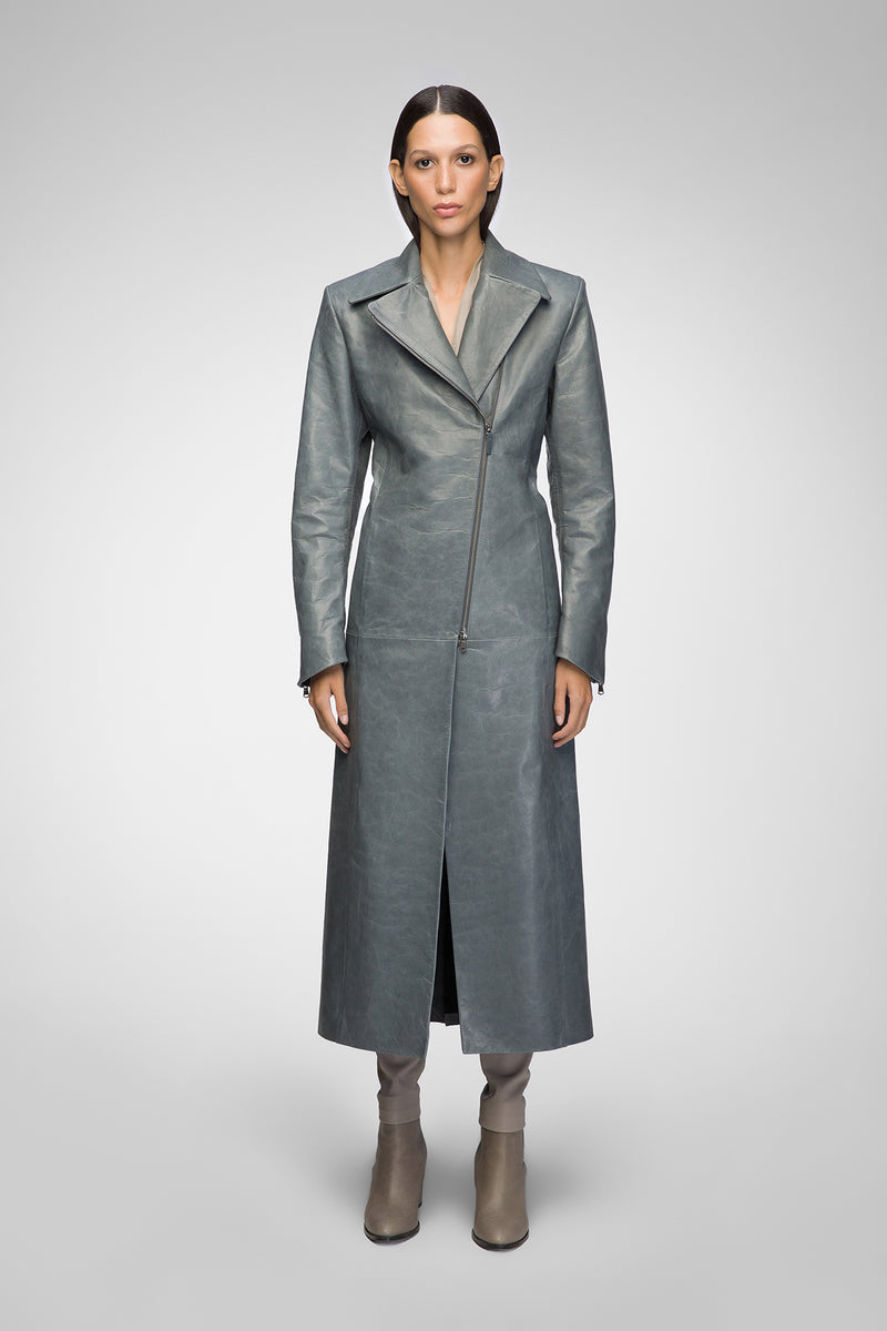 Mai - Indigo Leather Coat