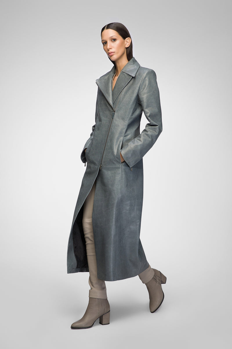 Mai - Indigo Leather Coat