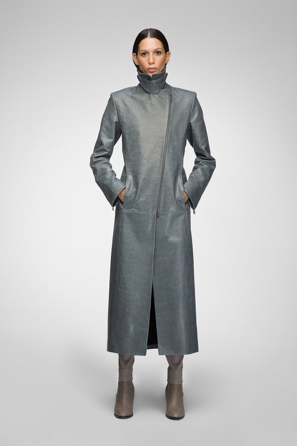 Mai - Indigo Leather Coat