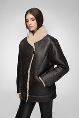 Nila - Brown Beige Shearling Coat