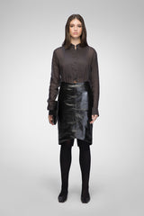 Mira - Black Leather Skirt