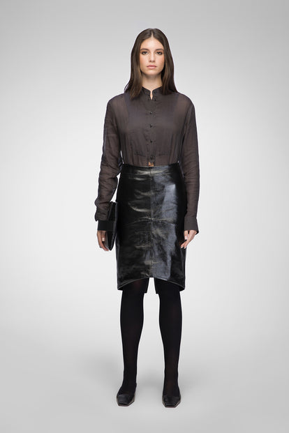 Jupe Cuir Noir Taille 12 - Marque Wilsons Leather - Occasion Très Bon état - Longueur Genou