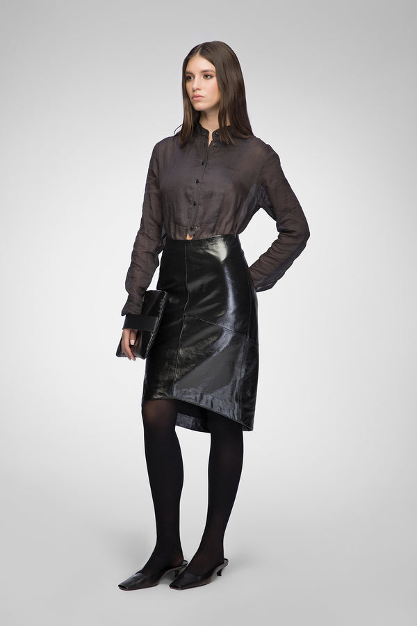 Mira - Black Leather Skirt