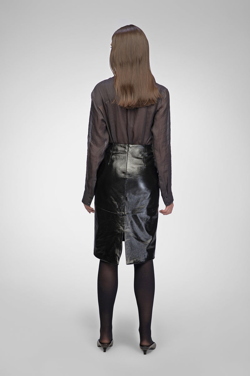 Mira - Black Leather Skirt