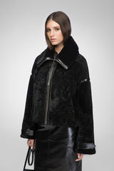 Serena - Black Shearling Jacket