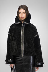 Serena - Veste en shearling noire