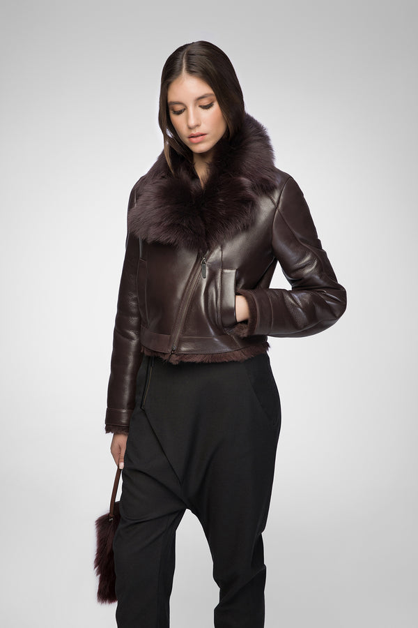 Cécile - Bordeaux Shearling Jacket