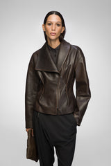 Briana - Veste en cuir marron