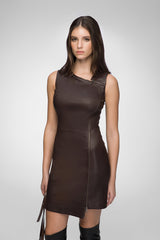 Melina - Bordeaux Leather Dress