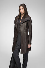 Claudia - Manteau en cuir Marron