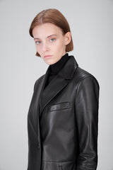 ELFIE - Manteau en cuir noir