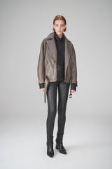 Gisele - Grey Leather Jacket