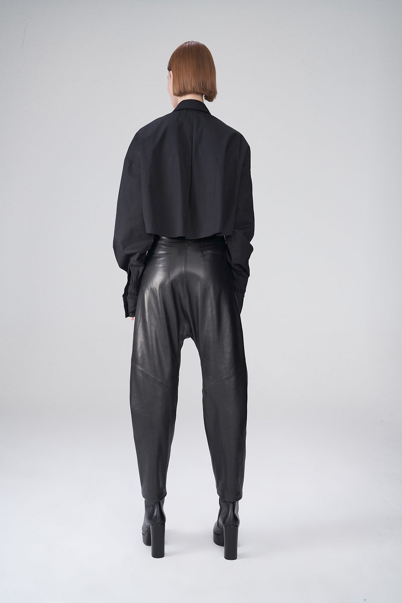 Sabrine - Pantalon en cuir noir