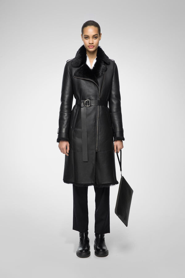 Harmony - Manteau en shearling noir