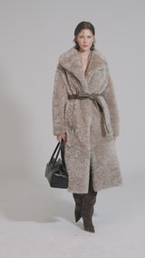 Freja - Stone Shearling Coat
