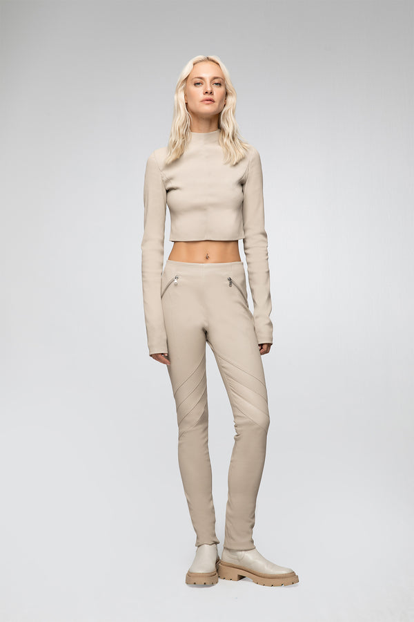 Driss - Stone Beige Leather Pant