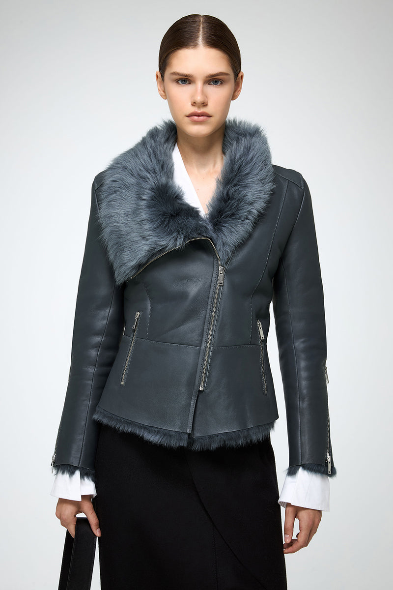 VSP - Renata - Clotho Indigo Shearling Jacket