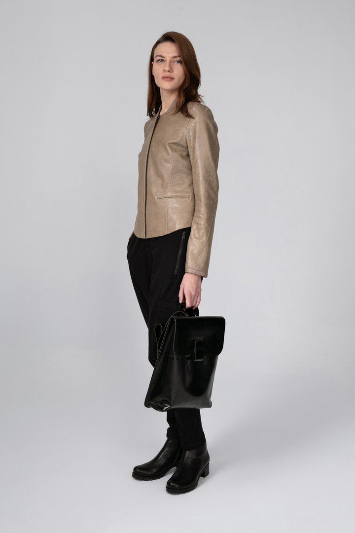 Lily - Beige Leather Jacket