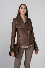 Elisa - Brown Tobacco Leather Jacket