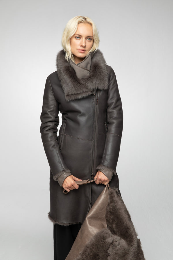 Valerie - Manteau en peau lainée