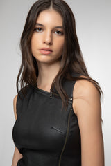 Melina - Black Leather Dress