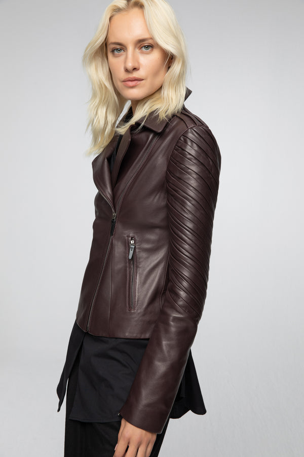 Alya - Bordeaux Leather Jacket