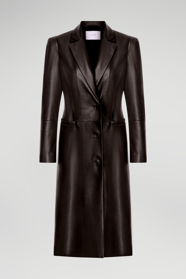 Rachel - Brown Bitter Leather Coat