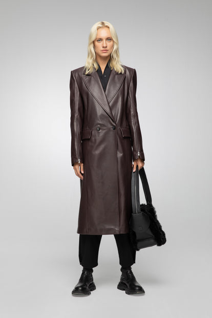 V S P - Lorrie - Bordeaux Leather Coat