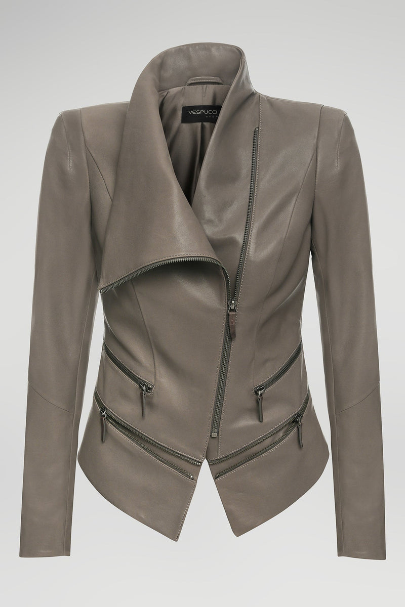 Alice - Grey Leather Jacket
