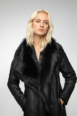 Elena - Black Shearling Coat