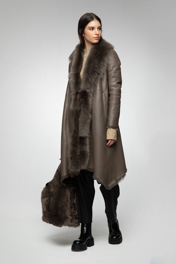 Venessa - Manteau en peau lainée