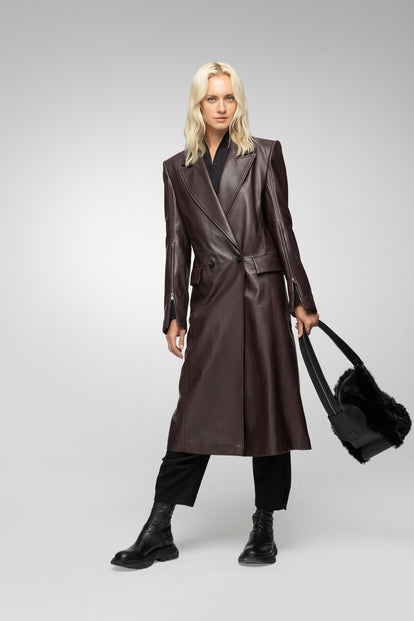 V S P - Lorrie - Bordeaux Leather Coat