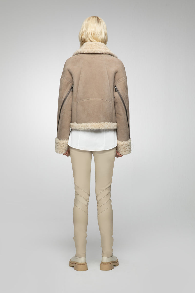 Paola - Beige Shearling Jacket