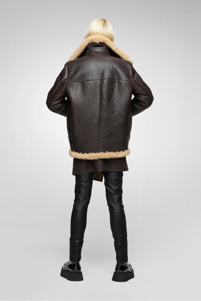 V S P - Vincente - Brown Beige Shearling Coat