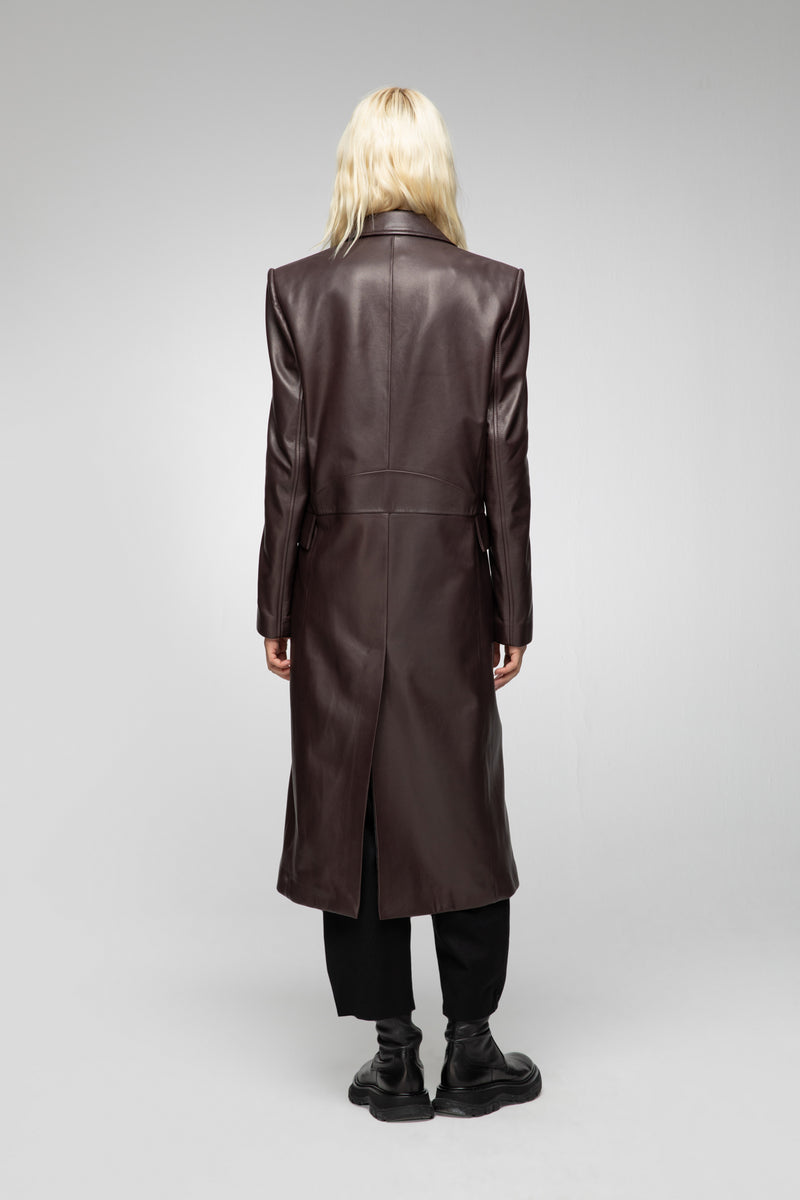 Lorrie - Bordeaux Leather Coat
