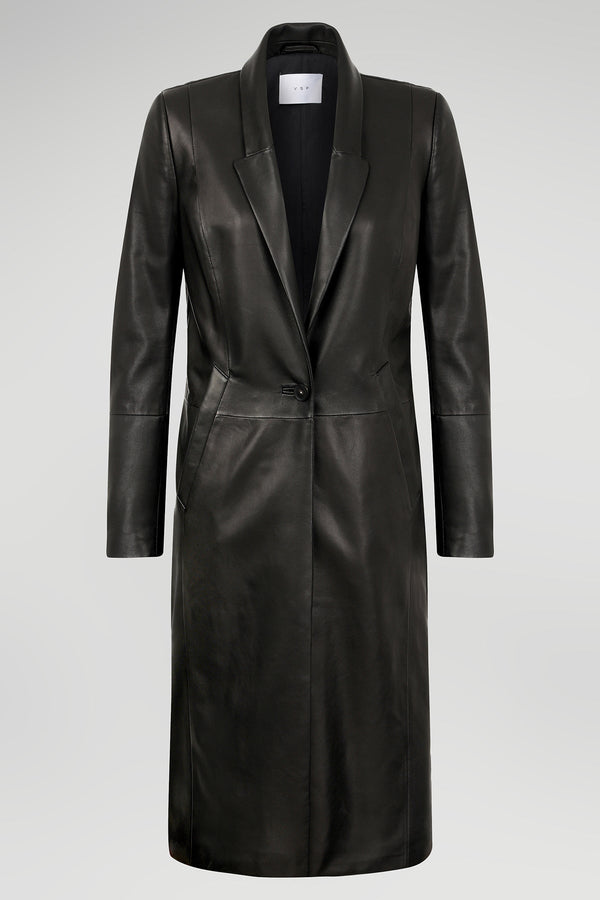 Nora - Black Leather Coat
